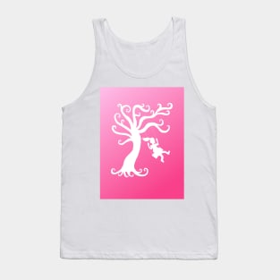 Pink Ombre Tree Swing Silhouette Tank Top